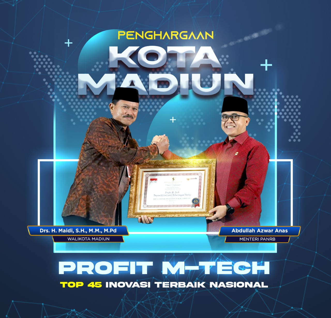 Profit M-Tech Masuk Top 45 Inovasi Terbaik Nasional, Wali Kota Terima Piagam Penghargaan