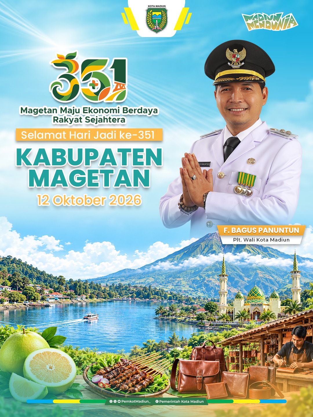 Selamat Hari Jadi ke-351 Kabupaten Magetan 12 Oktober 2026 Dengan tema “Magetan Maju, Ekonomi Berdaya, Rakyat Sejahtera”...