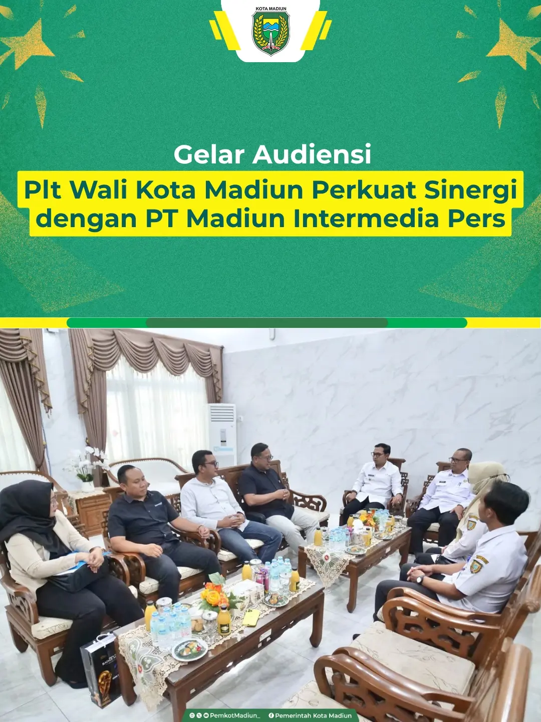 Plt Wali Kota Madiun F. Bagus Panuntun menerima silaturahmi dan audiensi jajaran Radar Madiun. Pertemuan ini menjadi bag...