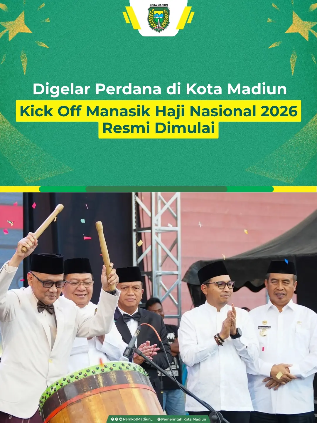 Kota Madiun dipercaya menjadi tuan rumah Kick Off Manasik Haji Nasional 2026 sekaligus Launching Platform Haji Umrah Sto...