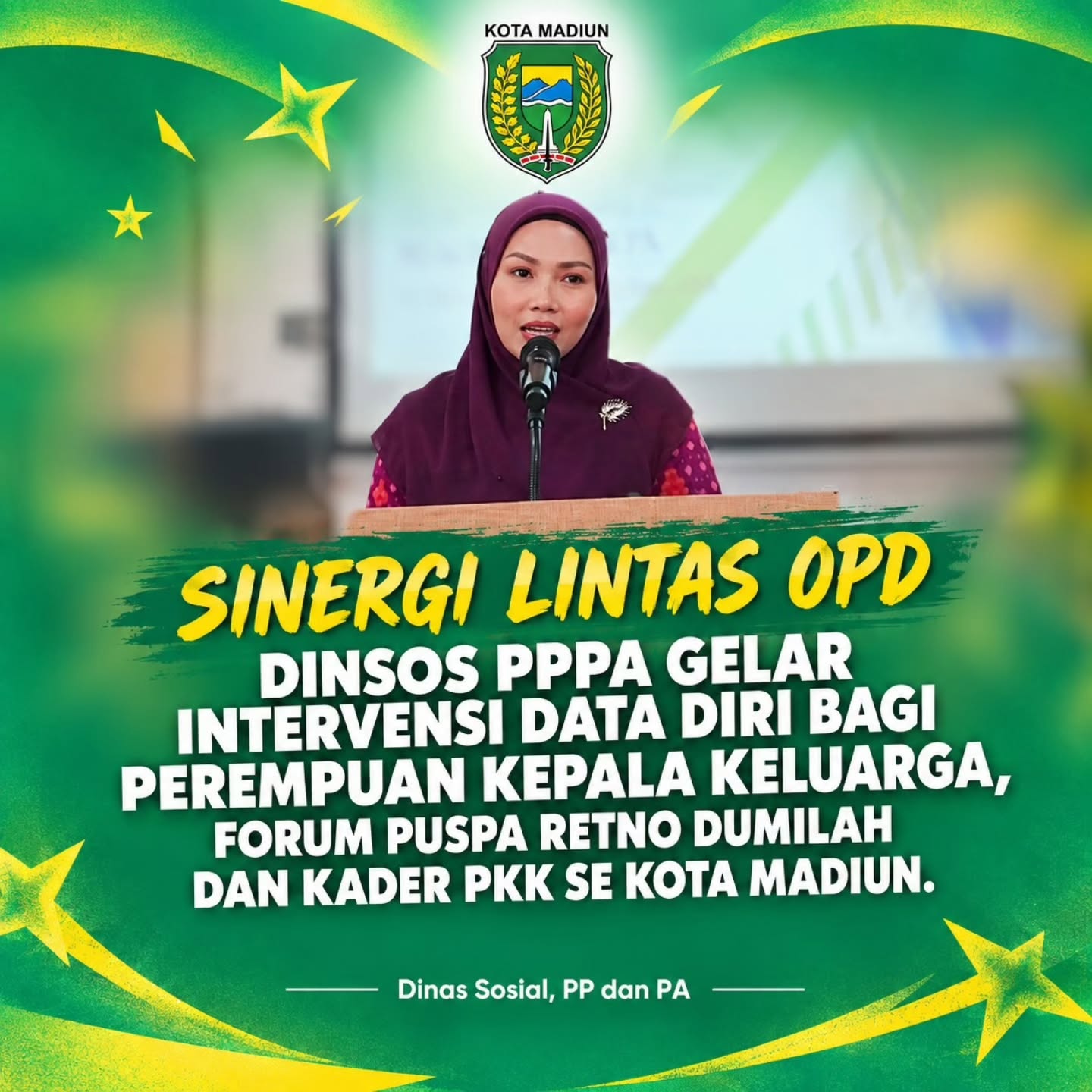 Kota Madiun - Dinas Sosial, Pemberdayaan Perempuan dan Perlindungan Anak (Dinsos PPPA) Kota Madiun terus memperkuat sine...