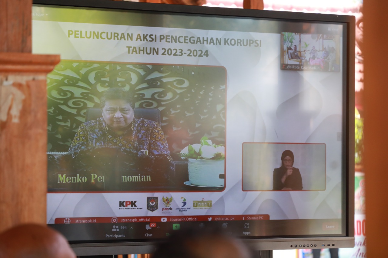 Wali Kota Maidi Ikuti Peluncuran Aksi Pencegahan Korupsi Secara Virtual