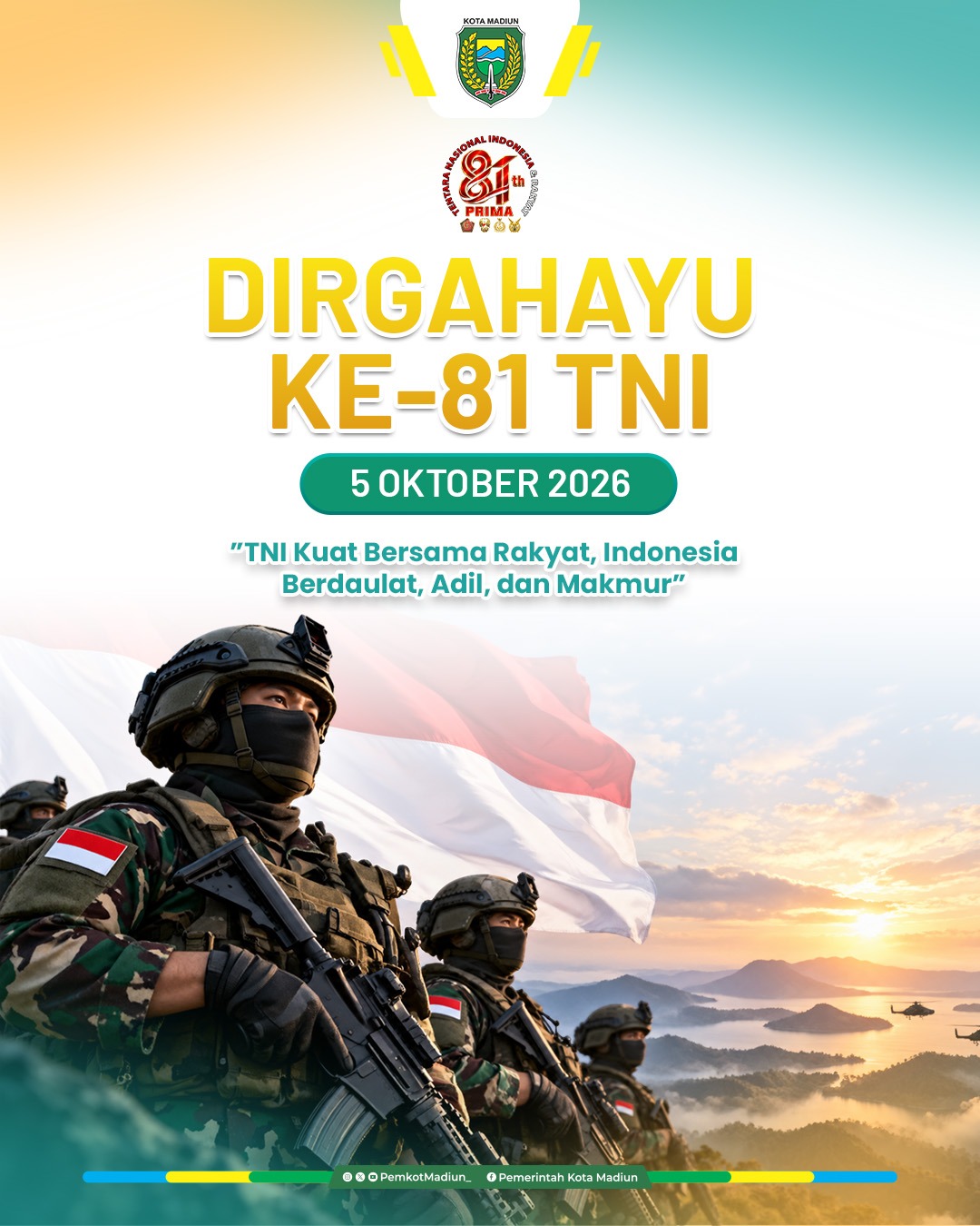 🇮🇩 Dirgahayu ke-81 Tentara Nasional Indonesia! 81 tahun TNI tumbuh dan mengabdi bersama rakyat, menjaga kedaulatan dan...